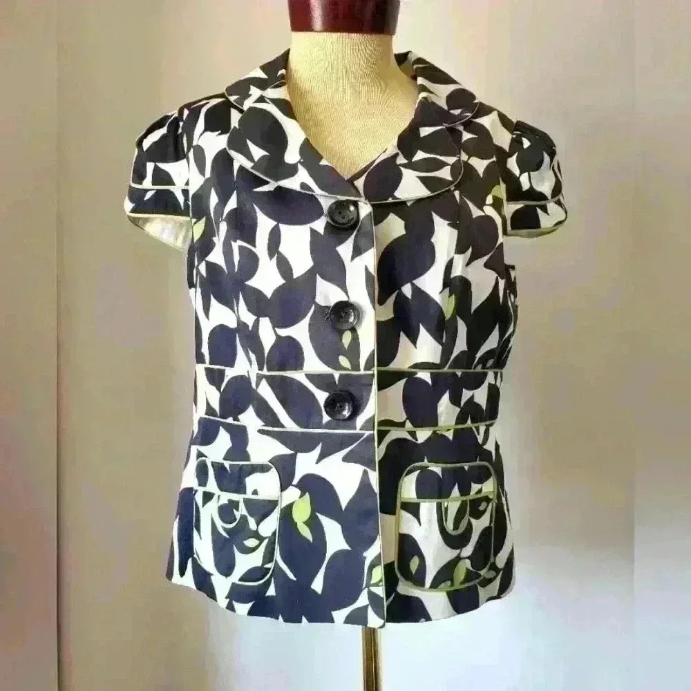 VEX  COLLECTION short sleeve leafy jacket or blouse size 40 (Large)